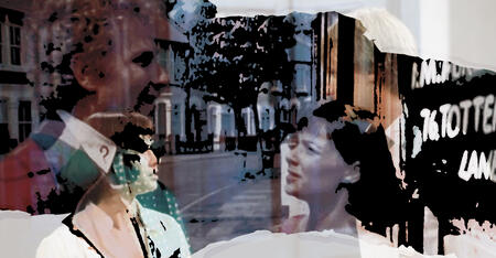 an overlay photo combining an image of the sixth doctor and peri with one of five and peri.